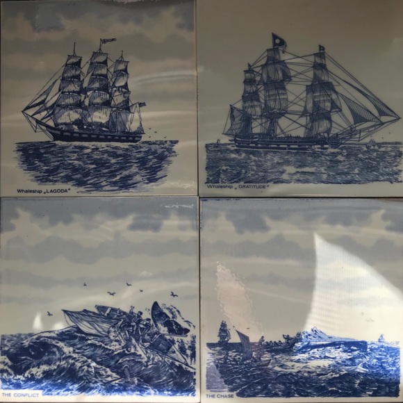 Delft Other - 4 Delft ceramic tiles made in Holland